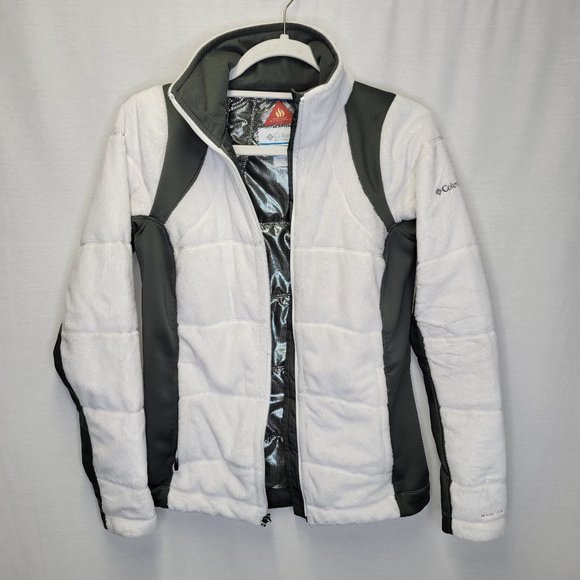 Columbia Women's Small Jacket White Fleece Green Full Zip - Picture 4 of 15